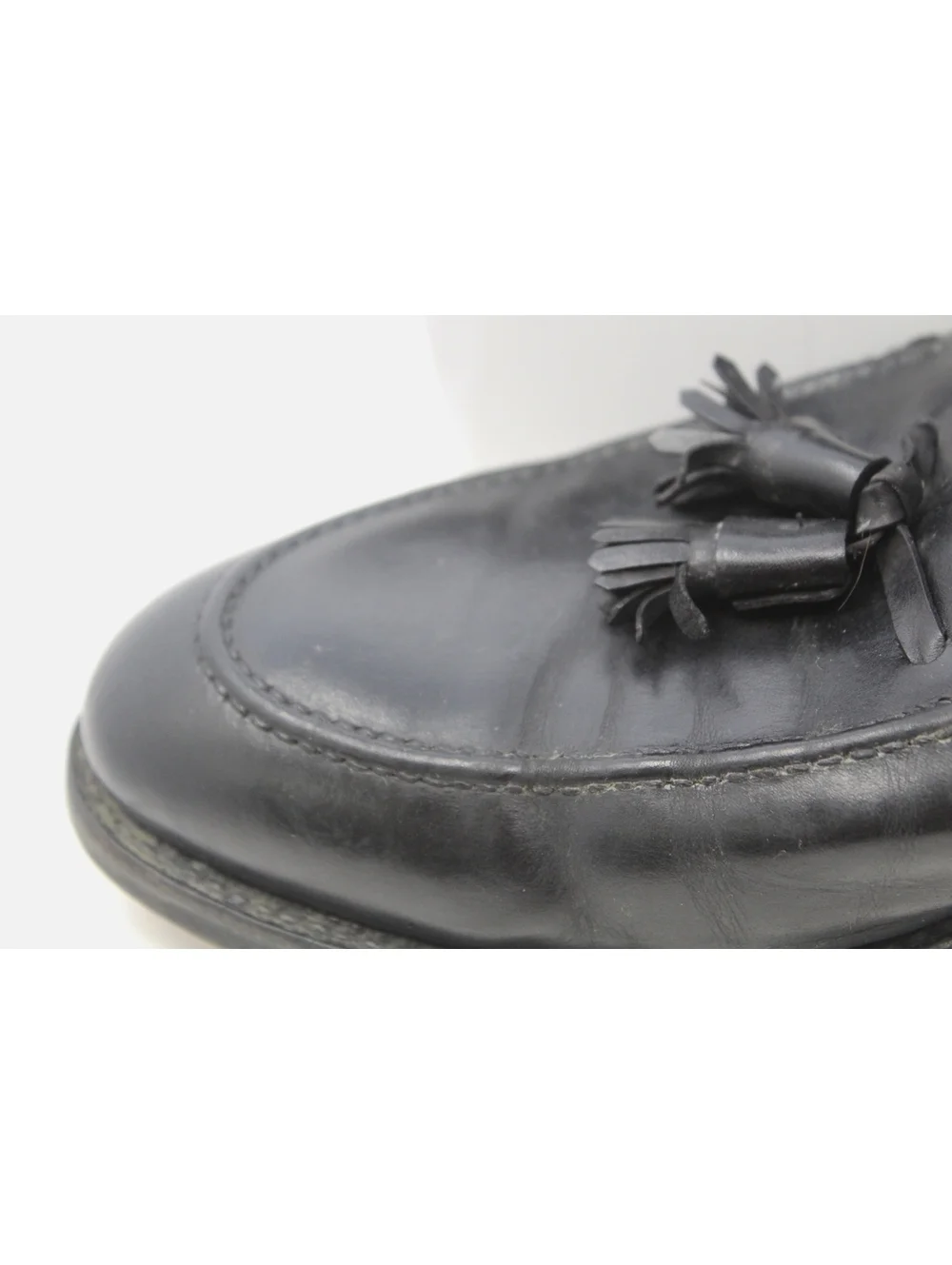 Johnston & Murphy Black Leather Tassel Loafers Round Toe Dress Shoe Mens 12 B/2A